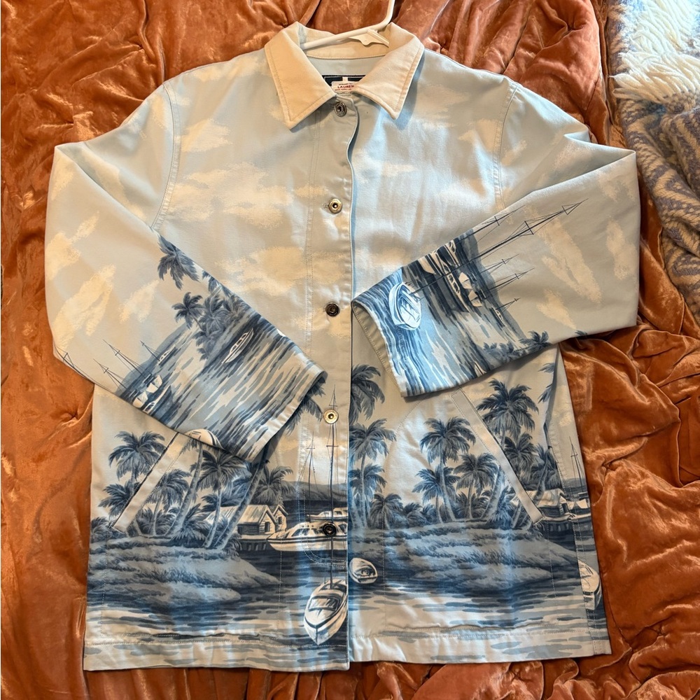 Ralph Lauren Naval Supply Company St Martin Tropical Boat Barn Coat Fish Palms - Picture 6 of 11